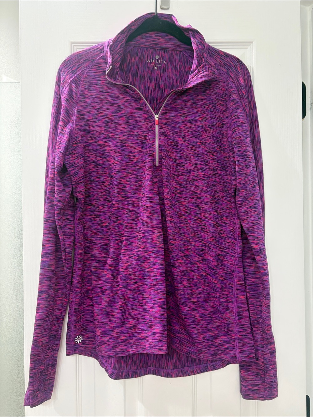 Athleta Purple & Pink Space-Dye Half-Zip Pullover -Size M